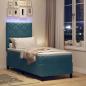 Preview: LED Boxspringbett mit Kopfteil Dunkelblau 80 x 200 cm Samt