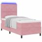 Preview: LED Boxspringbett mit Kopfteil Rosa 90 x 190 cm Samt