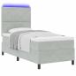 Preview: LED Boxspringbett mit Kopfteil Hellgrau 100 x 200 cm Samt