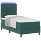 Preview: LED Boxspringbett mit Kopfteil Dunkelgrün 100 x 200 cm Samt