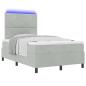 Preview: LED Boxspringbett mit Kopfteil Hellgrau 120 x 200 cm Samt
