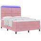 Preview: LED Boxspringbett mit Kopfteil Rosa 140 x 190 cm Samt