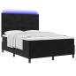 Preview: LED Boxspringbett mit Kopfteil Schwarz 160 x 200 cm Samt