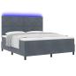Preview: LED Boxspringbett mit Kopfteil Dunkelgrau 180 x 200 cm Samt