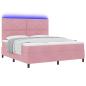 Preview: LED Boxspringbett mit Kopfteil Rosa 180 x 200 cm Samt