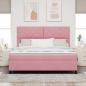 Preview: LED Boxspringbett mit Kopfteil Rosa 180 x 200 cm Samt