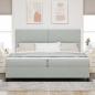 Preview: LED Boxspringbett mit Kopfteil Hellgrau 200 x 200 cm Samt