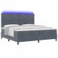 Preview: LED Boxspringbett mit Kopfteil Dunkelgrau 200 x 200 cm Samt