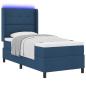 Preview: LED Boxspringbett mit Kopfteil Blau 90 x 190 cm Stoff