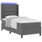 Preview: LED Boxspringbett mit Kopfteil Dunkelgrau 90 x 200 cm Stoff