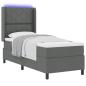 Preview: LED Boxspringbett mit Kopfteil Dunkelgrau 80 x 200 cm Stoff