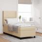 Preview: ARDEBO.de - LED Boxspringbett mit Kopfteil Creme 80 x 200 cm Stoff