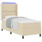 Preview: LED Boxspringbett mit Kopfteil Creme 80 x 200 cm Stoff