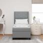 Preview: LED Boxspringbett mit Kopfteil Hellgrau 90 x 190 cm Stoff