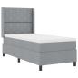 Preview: LED Boxspringbett mit Kopfteil Hellgrau 90 x 200 cm Stoff