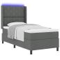 Preview: LED Boxspringbett mit Kopfteil Dunkelgrau 90 x 200 cm Stoff