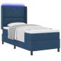 Preview: LED Boxspringbett mit Kopfteil Blau 90 x 200 cm Stoff
