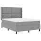 Preview: LED Boxspringbett mit Kopfteil Hellgrau 140 x 190 cm Stoff