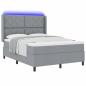 Preview: LED Boxspringbett mit Kopfteil Hellgrau 140 x 190 cm Stoff