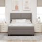 Preview: LED Boxspringbett mit Kopfteil Taupe 140 x 190 cm Stoff