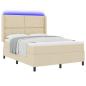 Preview: LED Boxspringbett mit Kopfteil Creme 160 x 200 cm Stoff