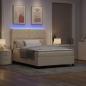 Preview: LED Boxspringbett mit Kopfteil Creme 160 x 200 cm Stoff