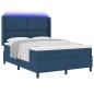 Preview: LED Boxspringbett mit Kopfteil Blau 160 x 200 cm Stoff