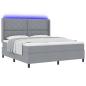 Preview: LED Boxspringbett mit Kopfteil Hellgrau 180 x 200 cm Stoff