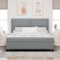 Preview: LED Boxspringbett mit Kopfteil Hellgrau 180 x 200 cm Stoff