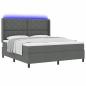 Preview: LED Boxspringbett mit Kopfteil Dunkelgrau 180 x 200 cm Stoff
