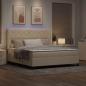 Preview: LED Boxspringbett mit Kopfteil Creme 180 x 200 cm Stoff