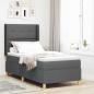 Preview: ARDEBO.de - Boxspringbett mit LED-Lichtleisten Grau 90 x 190 cm Stoff