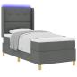 Preview: Boxspringbett mit LED-Lichtleisten Grau 90 x 190 cm Stoff