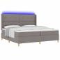 Preview: Boxspringbett mit LED-Lichtleisten Taupe 200 x 200 cm Stoff