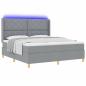 Preview: Boxspringbett mit LED-Lichtleisten Hellgrau 180 x 200 cm Stoff
