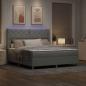 Preview: Boxspringbett mit LED-Lichtleisten Hellgrau 180 x 200 cm Stoff