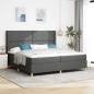 Preview: ARDEBO.de - Boxspringbett mit LED-Lichtleisten Grau 200 x 200 cm Stoff