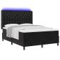 Preview: Boxspringbett mit LED-Lichtleisten Schwarz 140 x 200 cm Samt