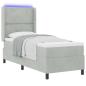 Preview: Boxspringbett mit LED-Lichtleisten Hellgrau 80 x 200 cm Samt
