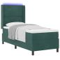 Preview: Boxspringbett mit LED-Lichtleisten Dunkelgrün 80 x 200 cm Samt