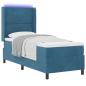 Preview: Boxspringbett mit LED-Lichtleisten Blau 80 x 200 cm Samt