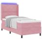Preview: Boxspringbett mit LED-Lichtleisten Rosa 100 x 200 cm Samt