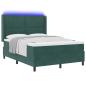 Preview: Boxspringbett mit LED-Lichtleisten Dunkelgrün 140 x 200 cm Samt