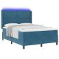 Preview: Boxspringbett mit LED-Lichtleisten Blau 140 x 200 cm Samt