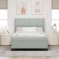 Preview: Boxspringbett mit LED-Lichtleisten Hellgrau 160 x 200 cm Samt