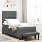 Preview: ARDEBO.de - Boxspringbett mit Kopfteil Dunkelgrau 90 x 190 cm Stoff