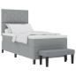 Preview: Boxspringbett mit Kopfteil Hellgrau 90 x 190 cm Stoff