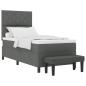 Preview: Boxspringbett mit Kopfteil Dunkelgrau 90 x 190 cm Stoff