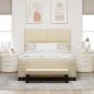 Preview: Boxspringbett mit Kopfteil Creme 160 x 200 cm Stoff