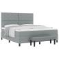 Preview: Boxspringbett mit Kopfteil Hellgrau 180 x 200 cm Stoff